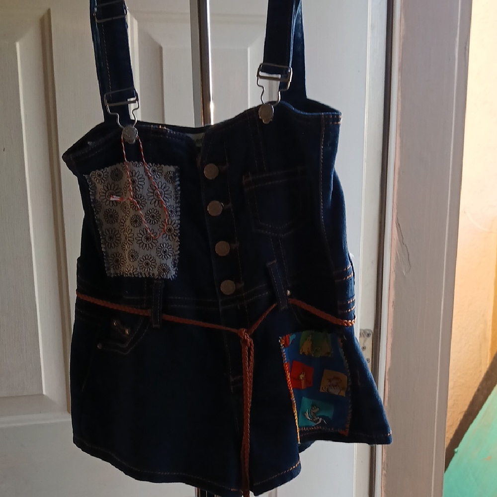 Unique Denim Jump pant with Colorful Pockets